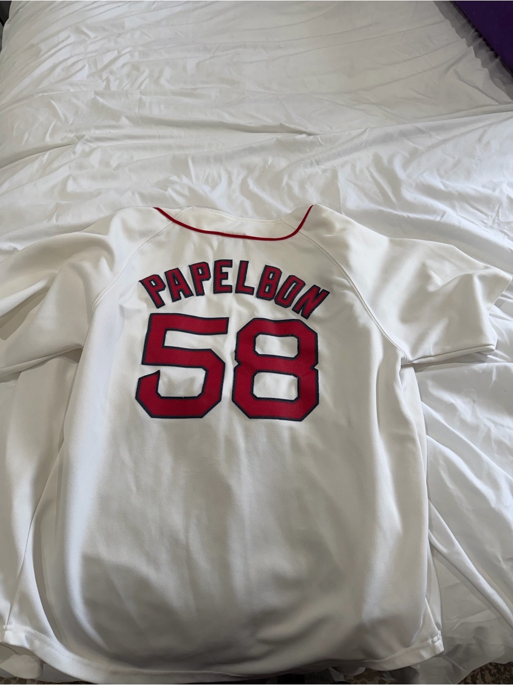 Genuine Merchandise White Kids Jersey with Red "Papelbon 58"